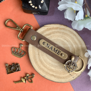Personalised Keychain 2 Sided – Dark Brown