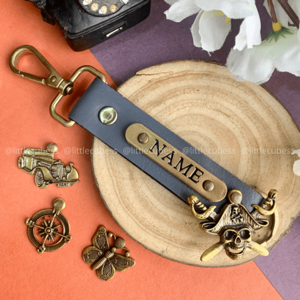 Personalised Keychain 2 Sided - Grey - Image 2