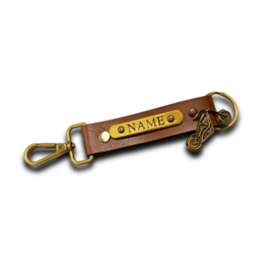 Personalised Keychain 2 Sided – Tan Brown